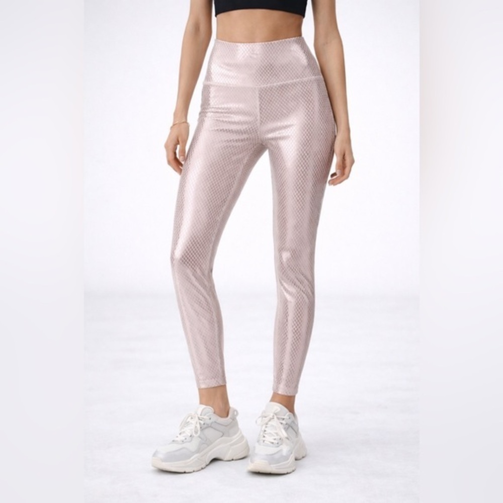Carbon38 rose gold shiny mermaid scale leggings